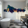Gibraltar Skyline Blue & Bronze Mural Wallpaper - room preview 05