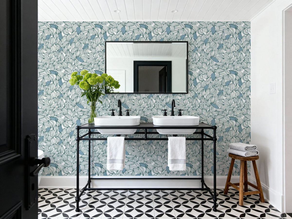 Negative Leaf, Sky Mural Wallpaper - room preview 05