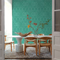 La Vida Flowers Blue Mural Wallpaper - room preview 05