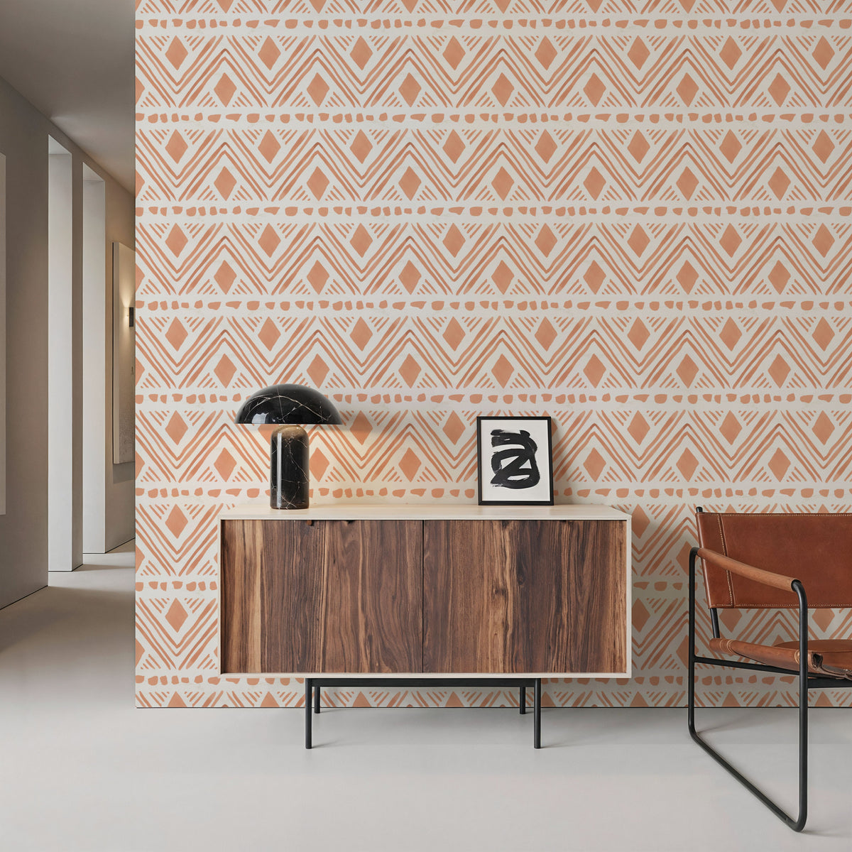 Boho Flows Orange Mural Wallpaper - room preview 05