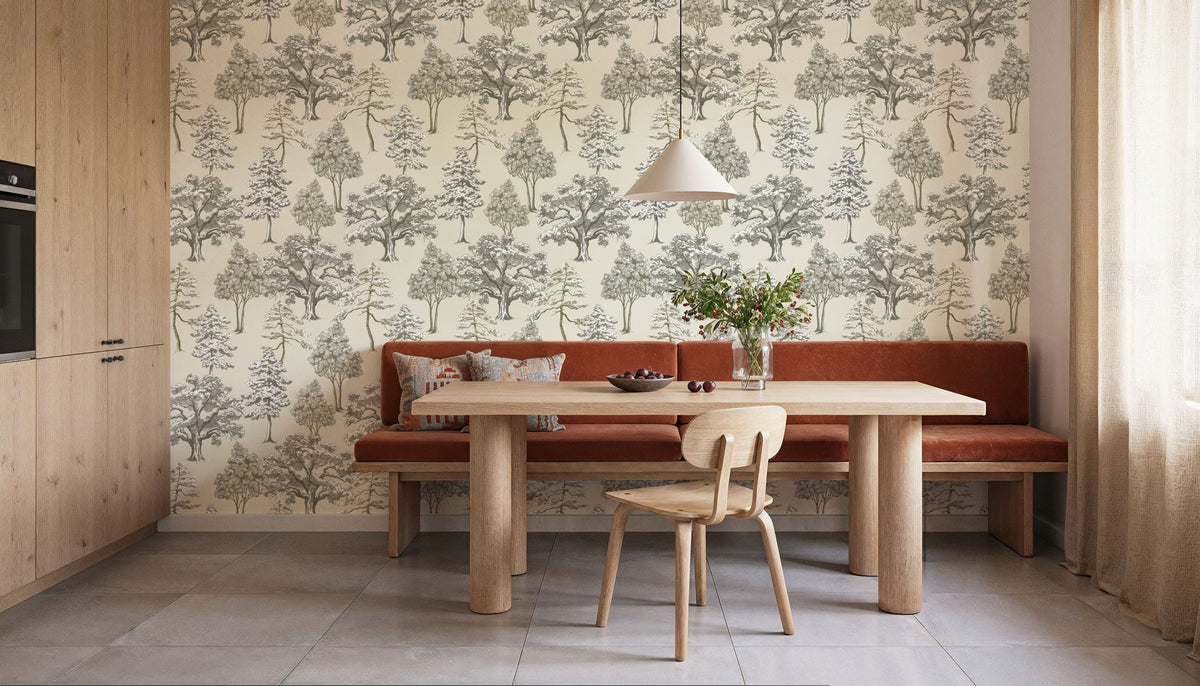 Park Trees, Off White Mural Wallpaper - room preview 05