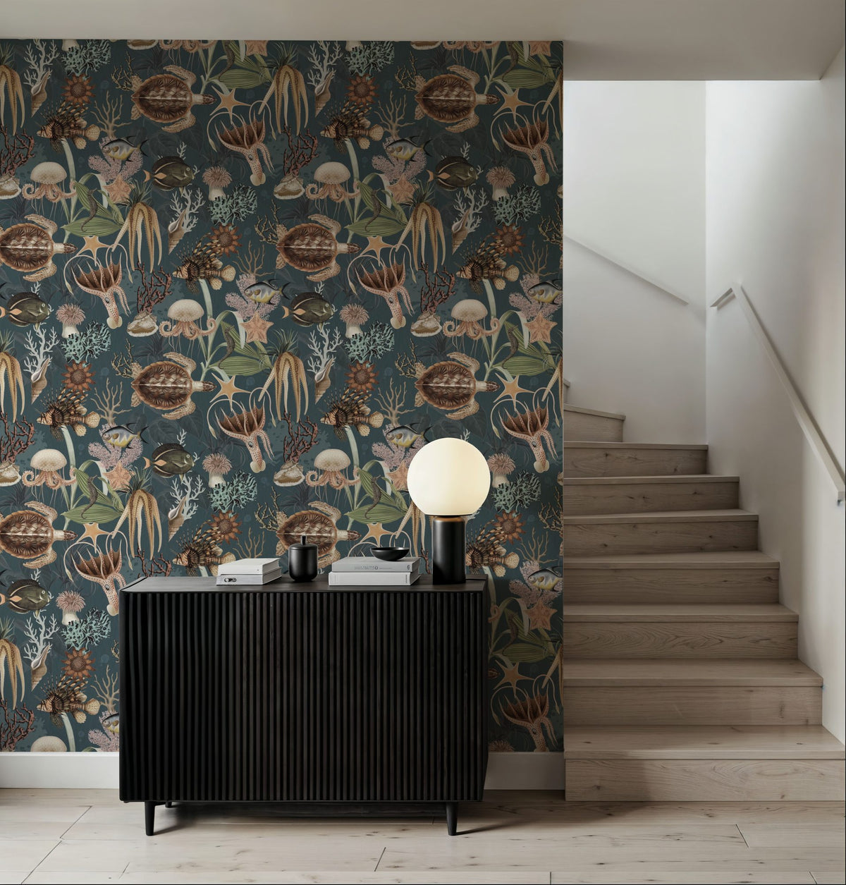 Deep Sea, Pigeon Blue Mural Wallpaper - room preview 05