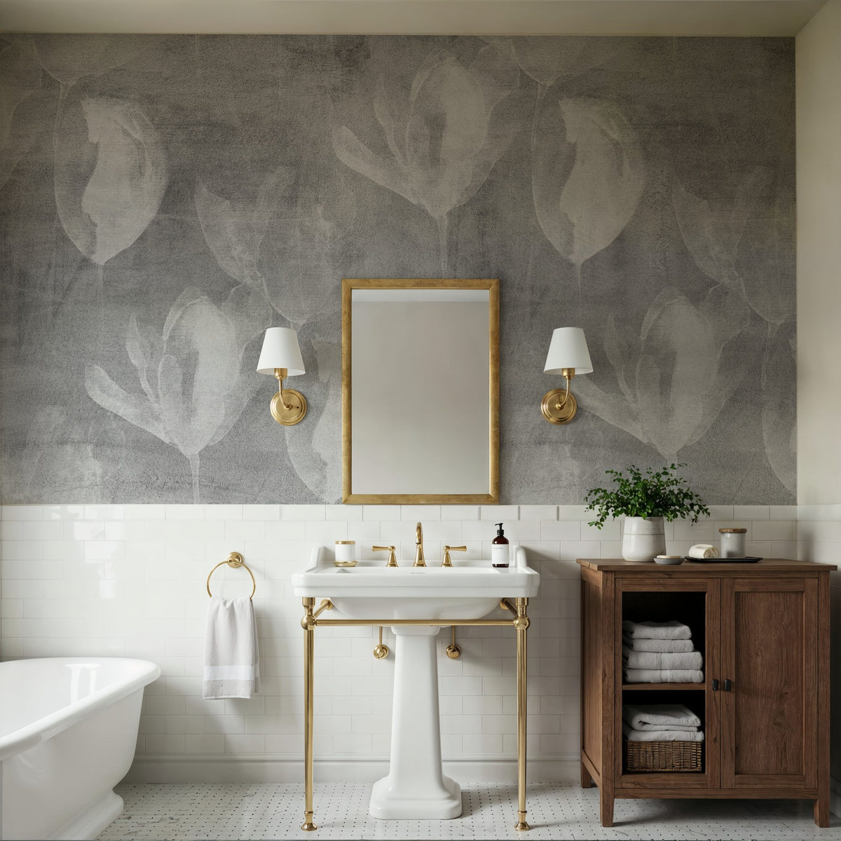Ceramic Flowers Mural Wallpaper - room preview 06