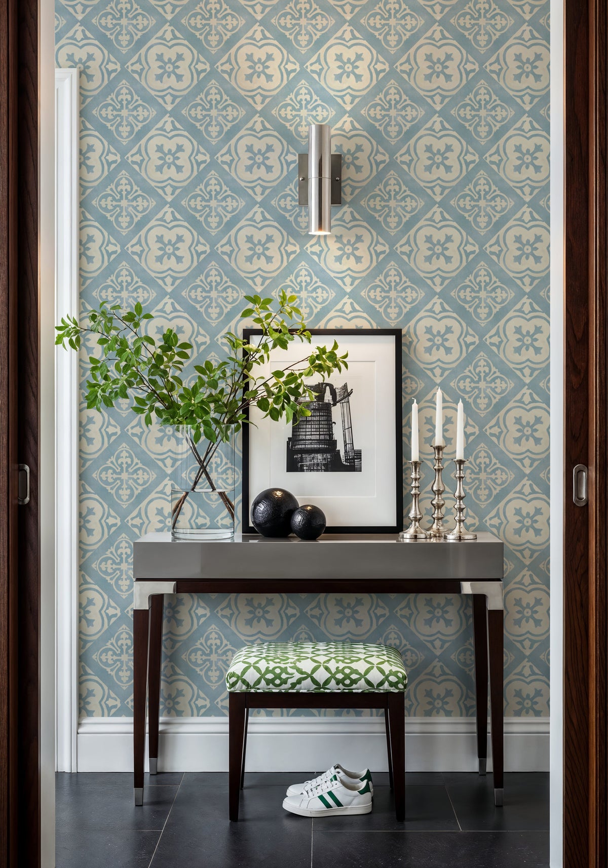 Tile It Up Blue Mural Wallpaper - room preview 05