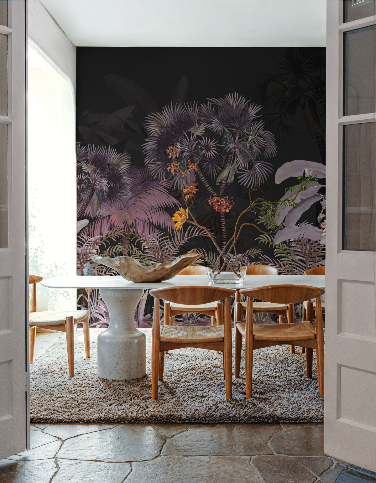 Tropical Forest Strolls Dark Purple Mural Wallpaper - room preview 05