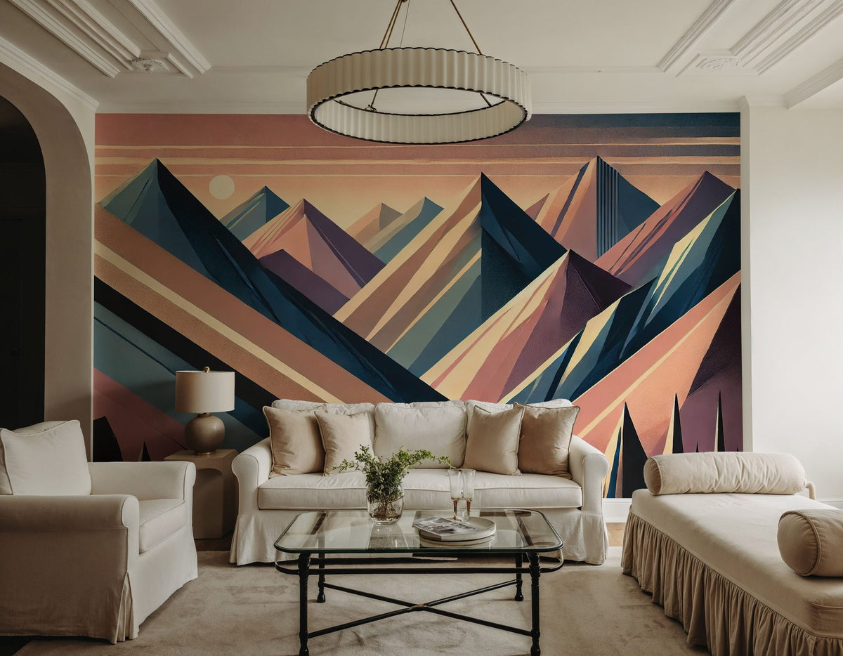 Serenity Mountain Vista in Art Deco Mural Wallpaper - room preview 05