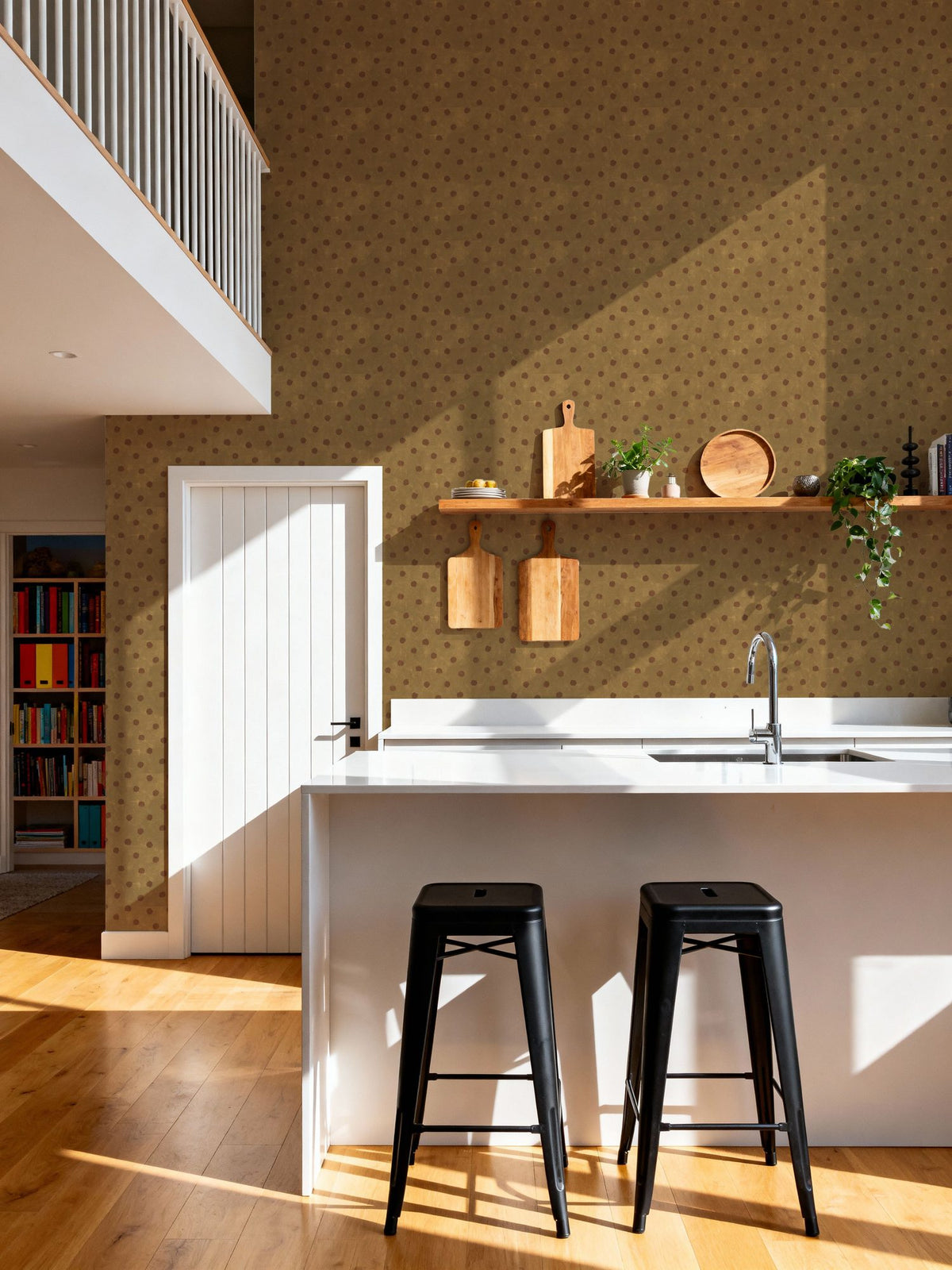 Autumn Dots Khaki Mural Wallpaper - room preview 05