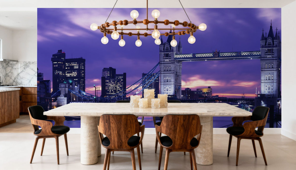 Purple Tower Bridge Twilight Mural Wallpaper - room preview 05