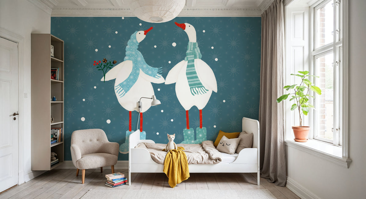 Ducks in the Snow X Mural Wallpaper - room preview 05