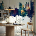 Sharjah Skyline Blue & Bronze Mural Wallpaper - room preview 05