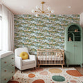 Orchard Reverie Pattern, Sky Blue Mural Wallpaper - room preview 05
