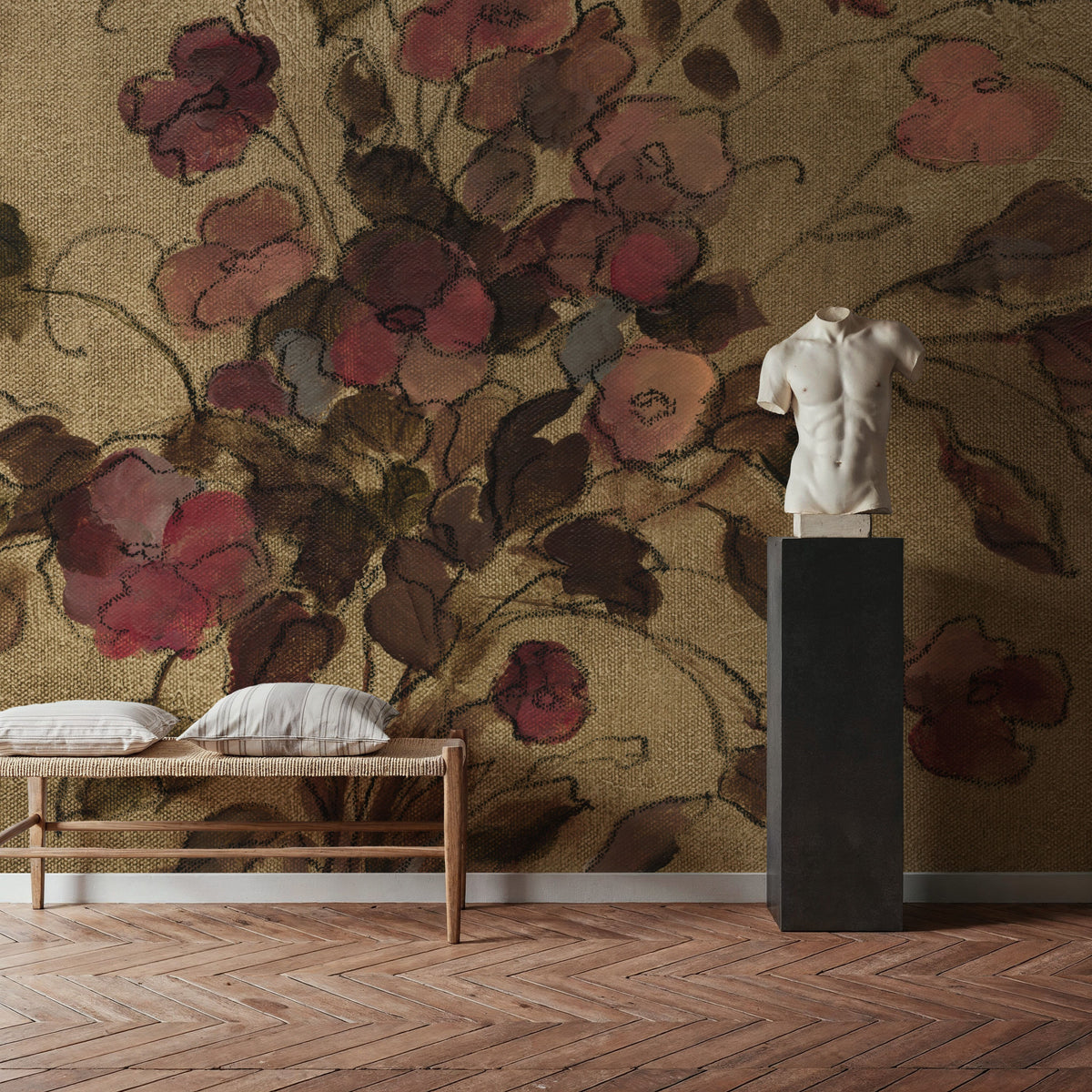 Moody Floral Mural Wallpaper - room preview 05