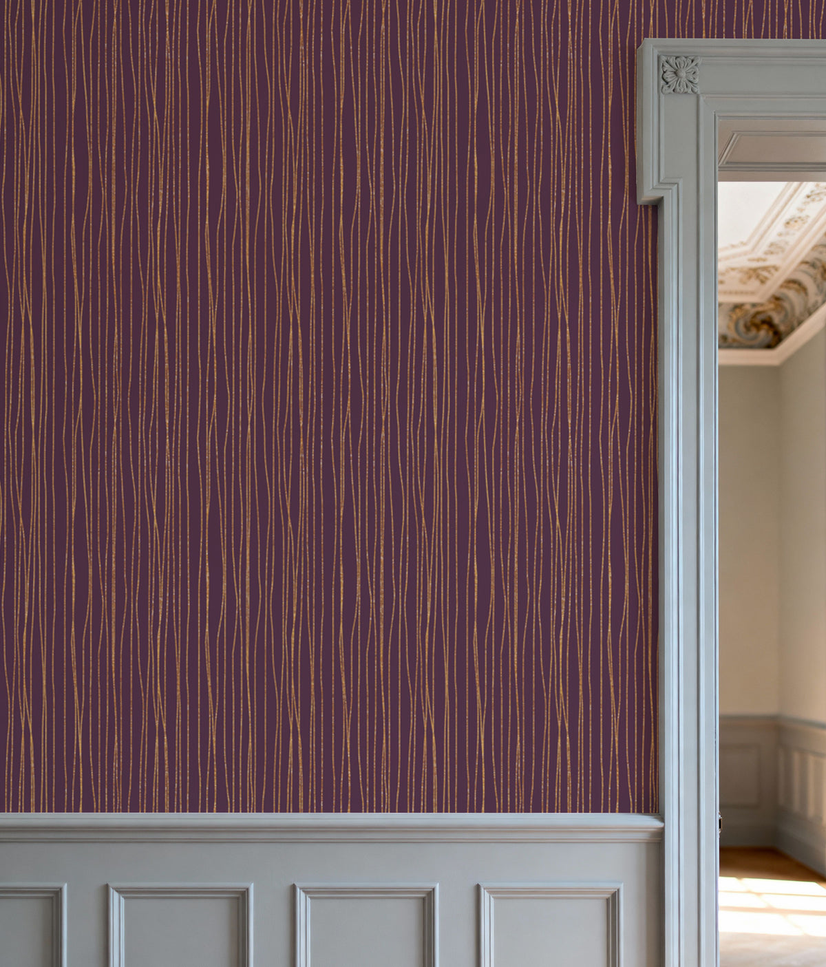 Lone Lines Purple Mural Wallpaper - room preview 05