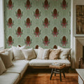 Pine Cone & Ornate Rackets, Mint Mural Wallpaper - room preview 05