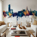 Sevilla Skyline Blue & Bronze Mural Wallpaper - room preview 05
