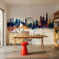 London Skyline Blue & Bronze Mural Wallpaper - room preview 05