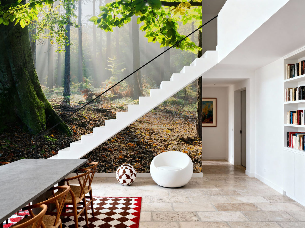 Mystical Forest Sunrays Mural Wallpaper - room preview 05