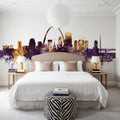 St Louis Missouri Skyline Purple & Gold Mural Wallpaper - room preview 05
