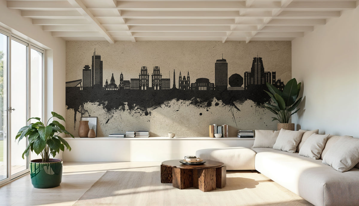Minsk Belarus Skyline Concrete Mural Wallpaper - room preview 05