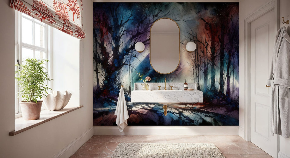 Mystical Moonlit Forest Scene Mural Wallpaper - room preview 05