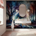 Mystical Moonlit Forest Scene Mural Wallpaper - room preview 05