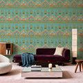 Floral Paisley Blue Mural Wallpaper - room preview 05