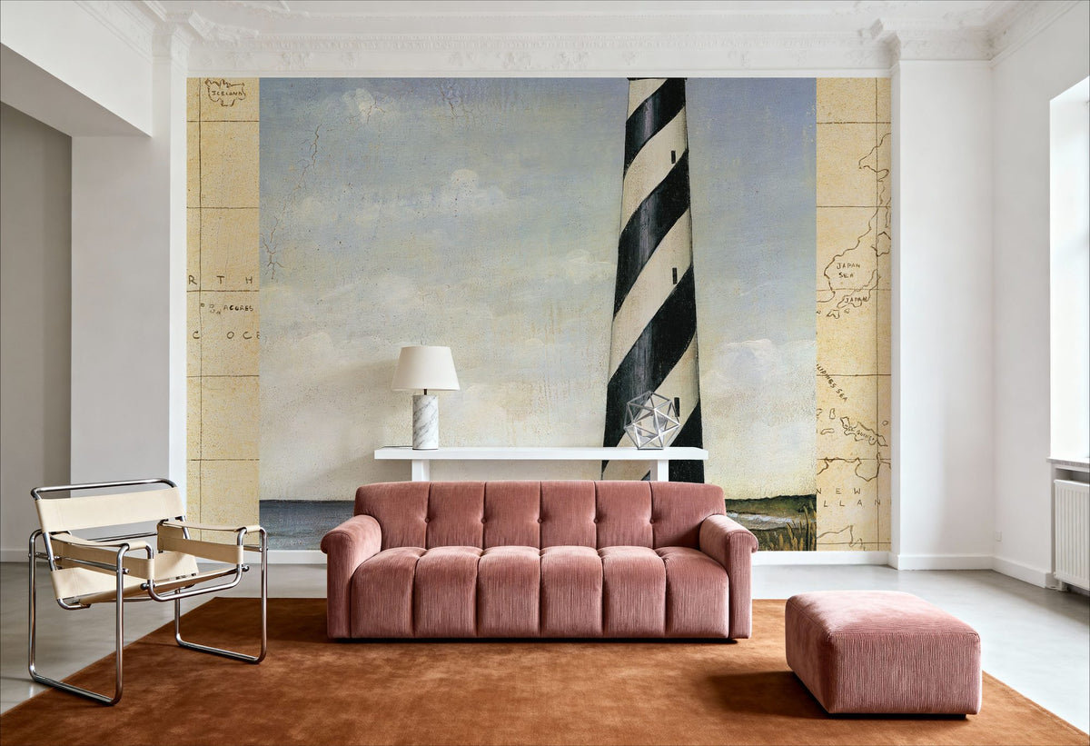 Coastal Light Map Mural Wallpaper - room preview 05