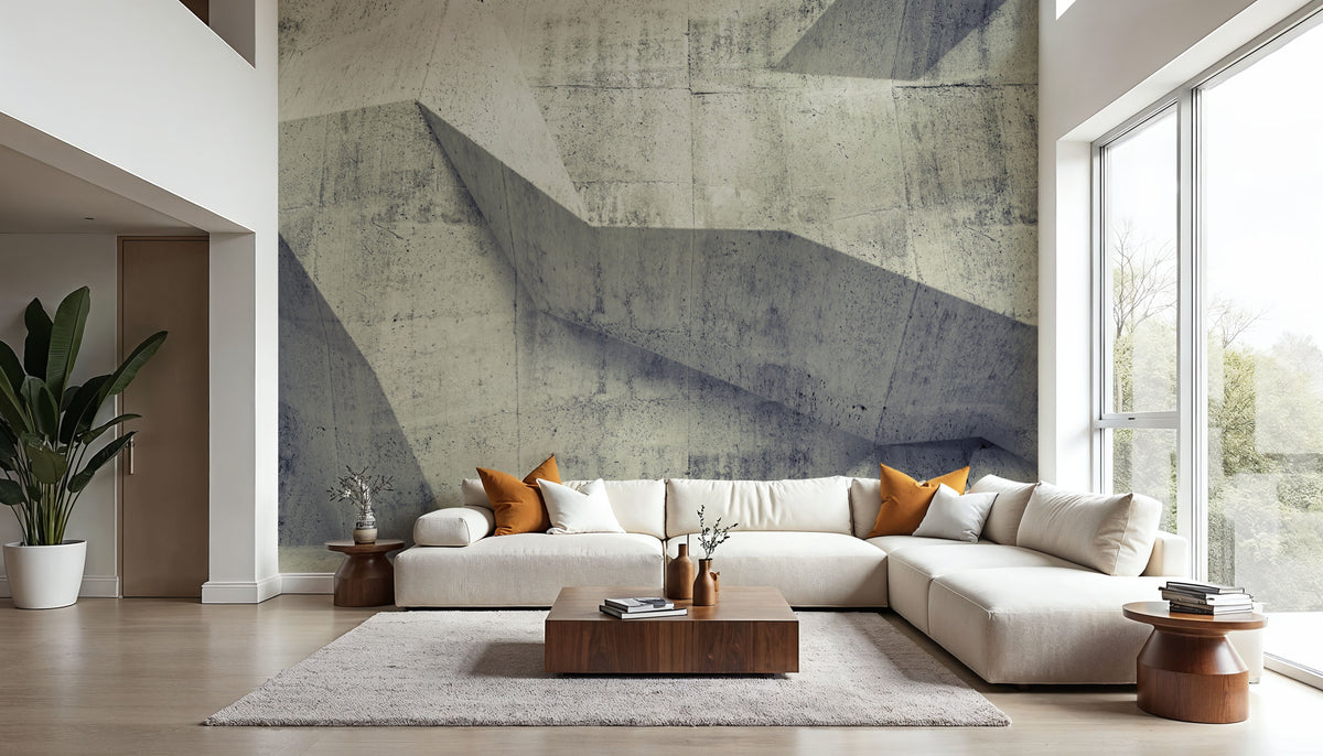 Concrete Shapes Warm Gray Mural Wallpaper - room preview 05