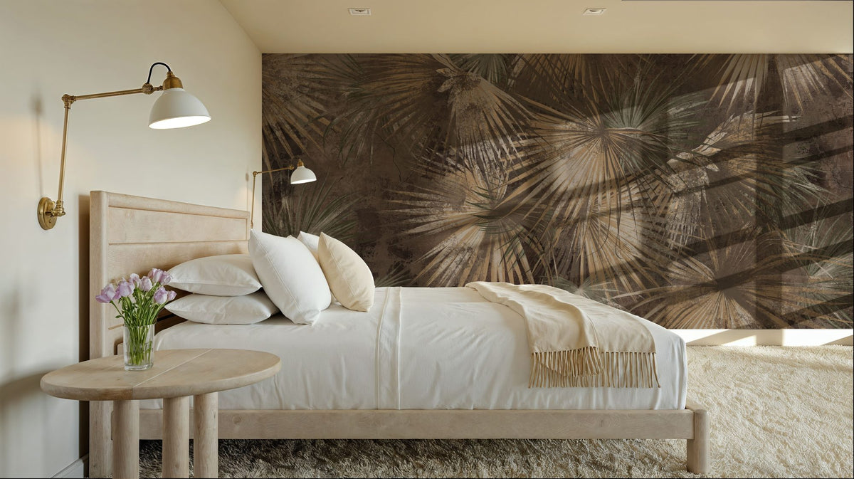 Retro Sunny Palms Mural Wallpaper - Warm Tone - room preview 05