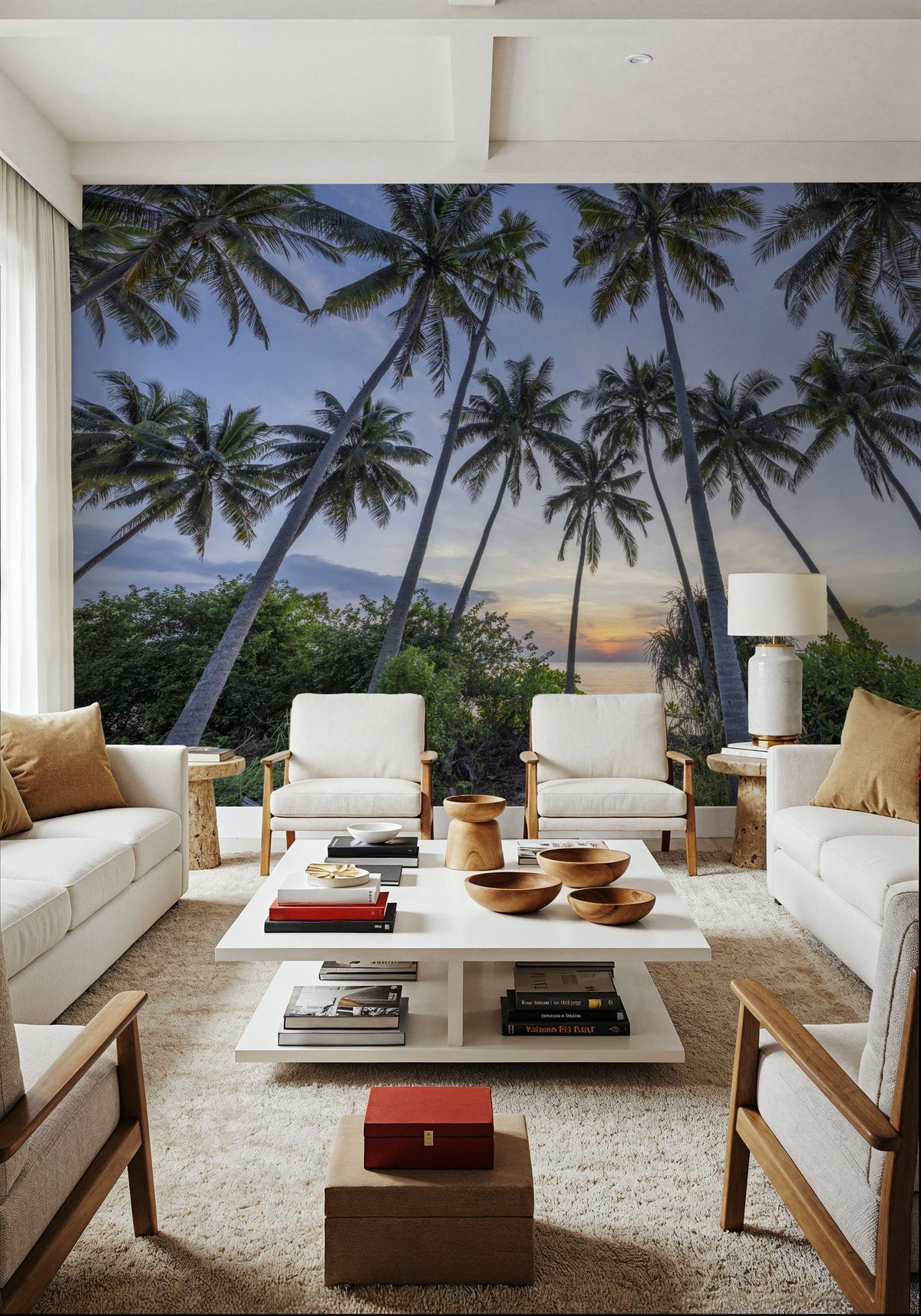 Tropical Sunset Palm Mural Wallpaper - room preview 05