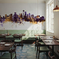 Seattle Skyline Purple & Gold Mural Wallpaper - room preview 05