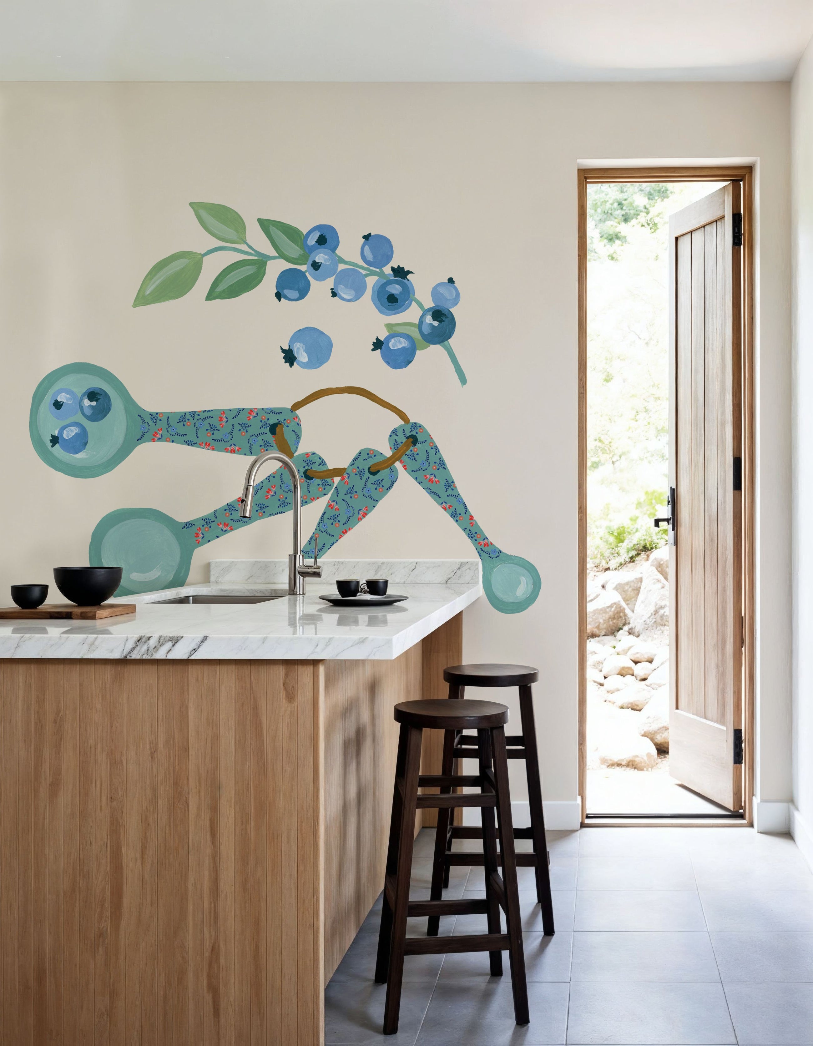 Baking with Blueberries II Mural Wallpaper