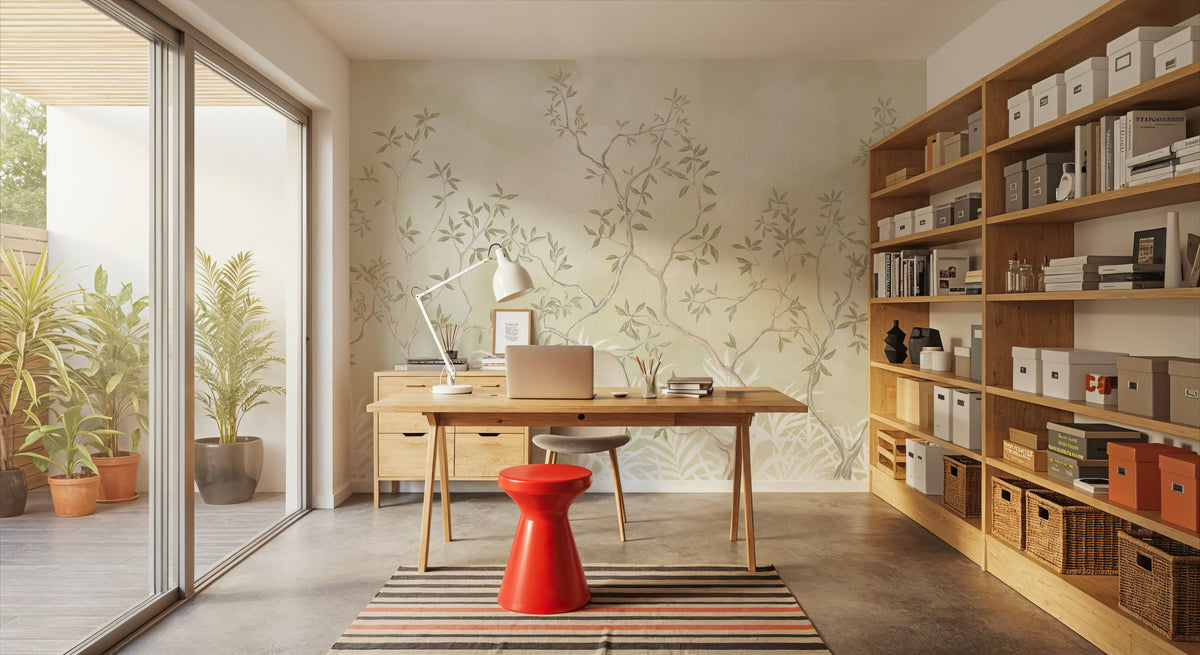 Watercolor Botanicals Mural Wallpaper - room preview 05
