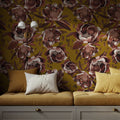 Pop Peonies, Rust & Mustard Mural Wallpaper - room preview 05