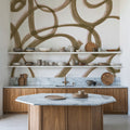 Curly Brush Lines, Beige Mural Wallpaper - room preview 05