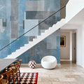 Geometric Abstract Blue Mural Wallpaper - room preview 05