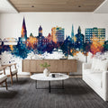 Fredericton Canada Skyline Blue & Bronze Mural Wallpaper - room preview 05