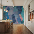 Abstract Stroke Texture Painting, Blue Mural Wallpaper - room preview 05