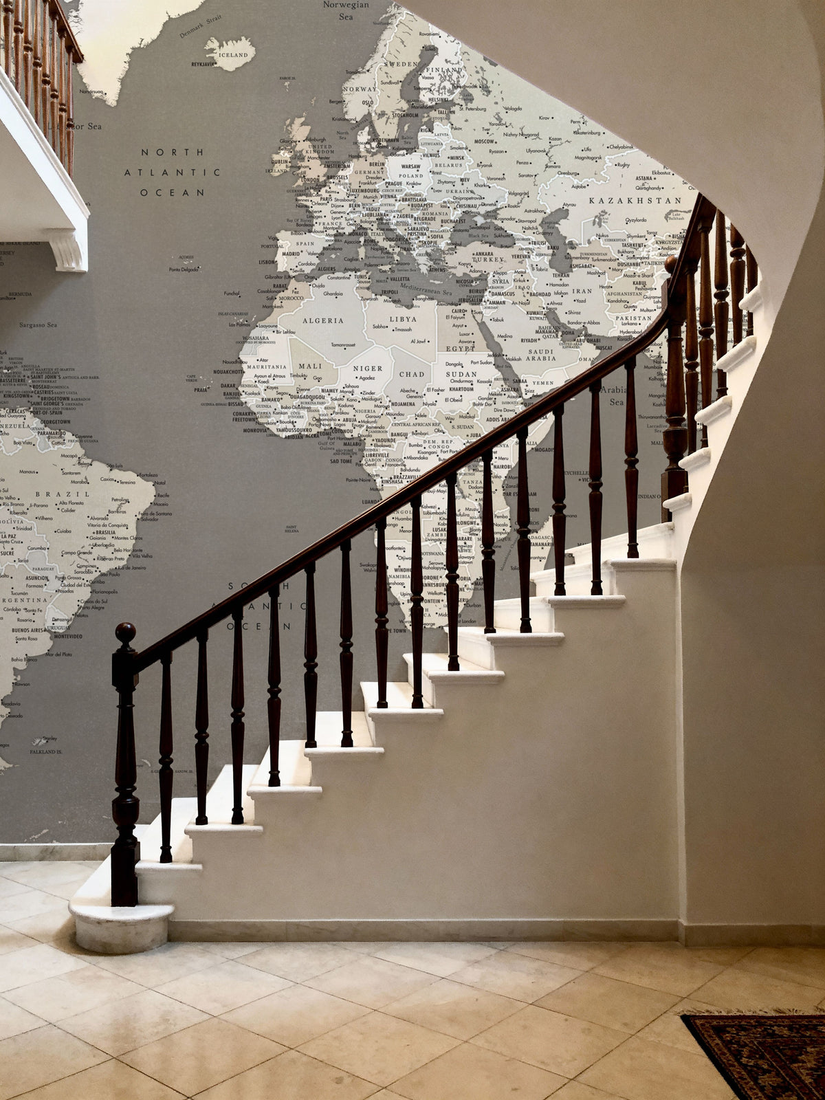 World Map Cities - Earthy Mural Wallpaper - room preview 05