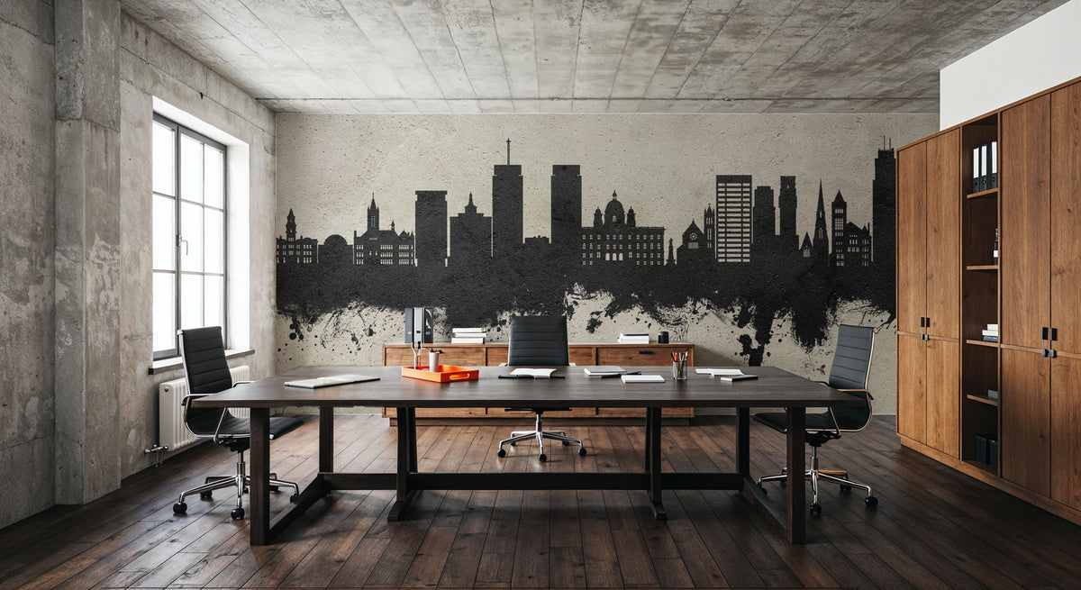 Syracuse New York Skyline Concrete Mural Wallpaper - room preview 05