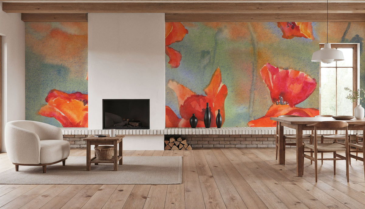 Poppy Reverie Mural Wallpaper - room preview 05