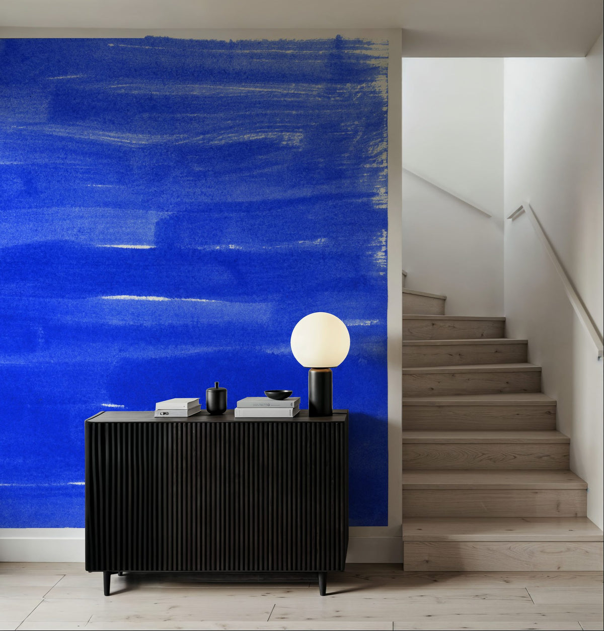 Denim Cloud Strokes Mural Wallpaper - room preview 05