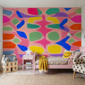 Pastel Neon Pattern Mural Wallpaper - room preview 05
