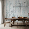 Botanical Wall Teal Mural Wallpaper - room preview 05