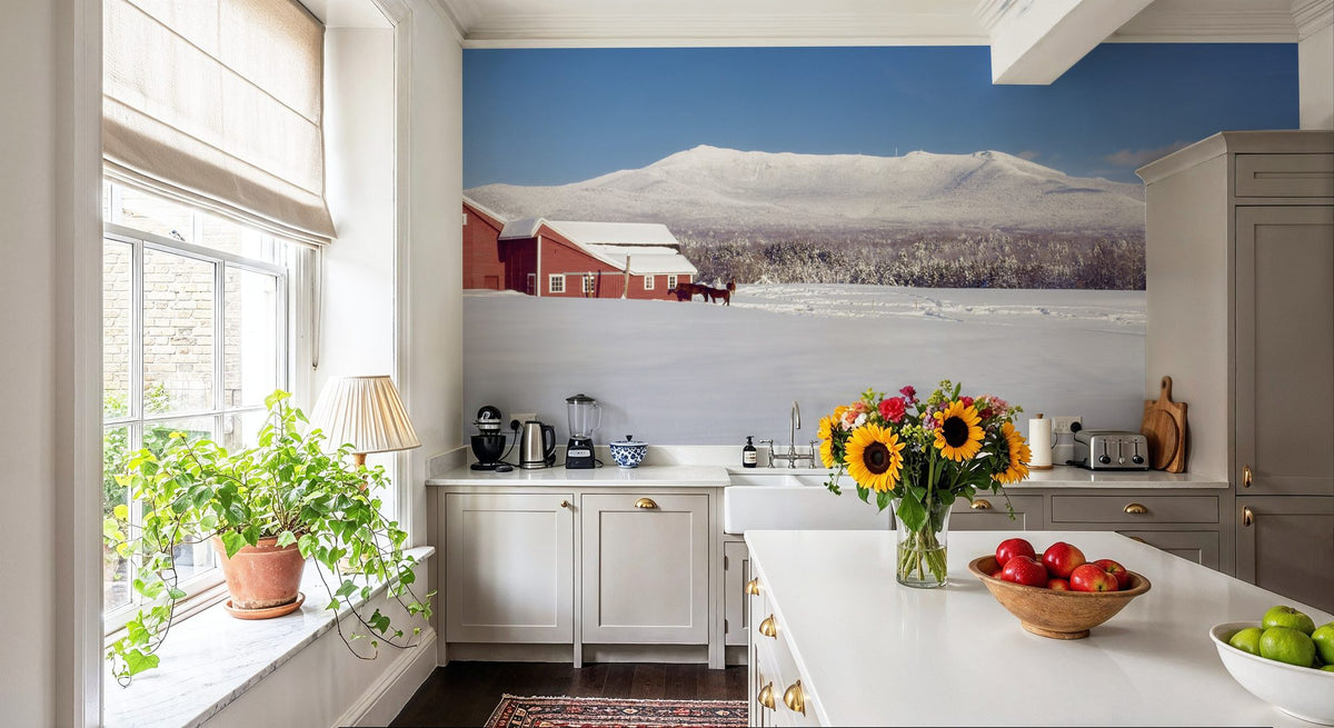 Snowy Mountain Ranch Mural Wallpaper - room preview 05