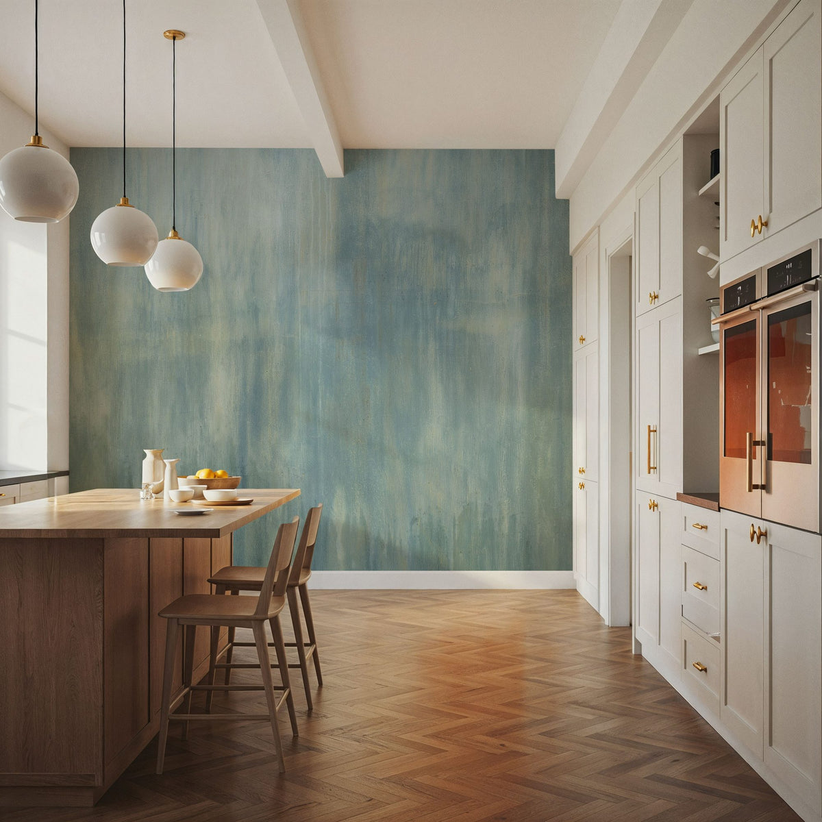 Concrete Surface, Teal Mural Wallpaper - room preview 05