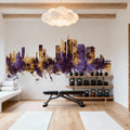 Manila Philippines Skyline Purple & Gold Mural Wallpaper - room preview 05