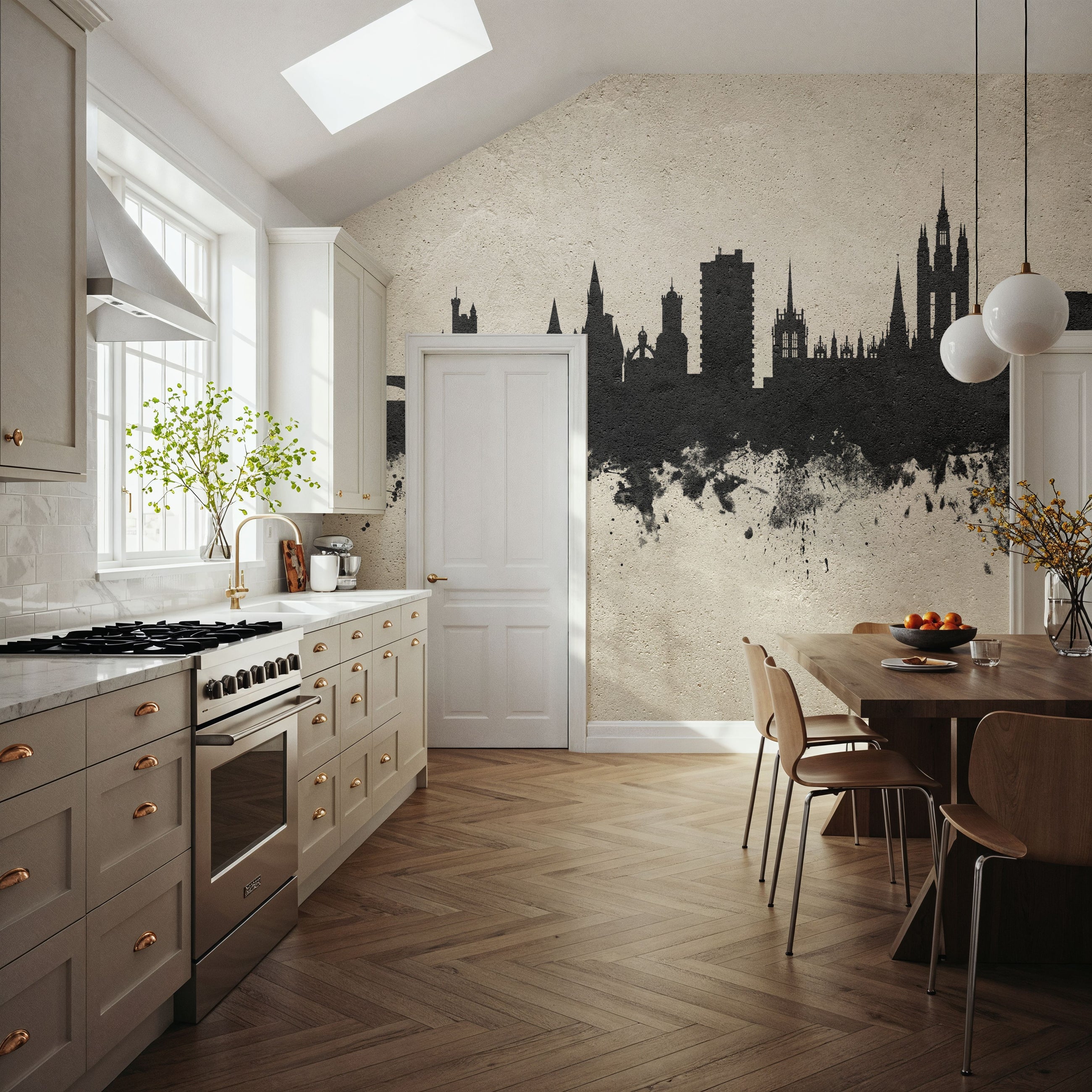 Aberdeen Scotland Skyline Concrete Mural Wallpaper