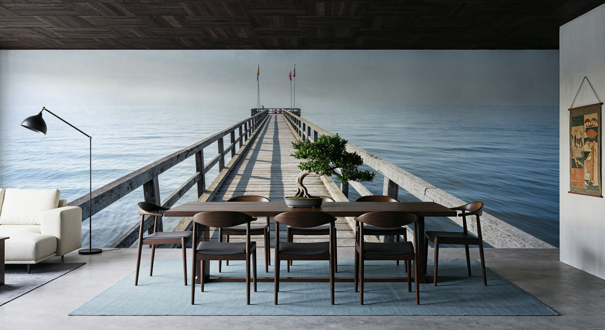 Strand Pier Blue Mural Wallpaper - room preview 05