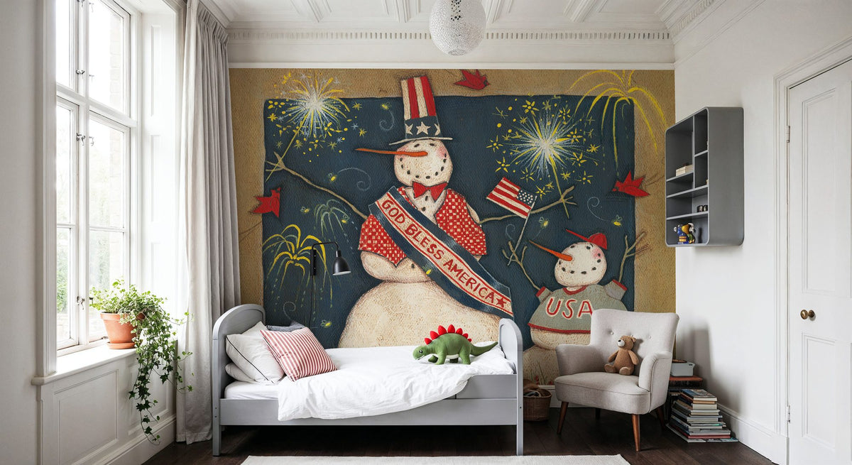 Seasonal Snowman VII Mural Wallpaper - room preview 05